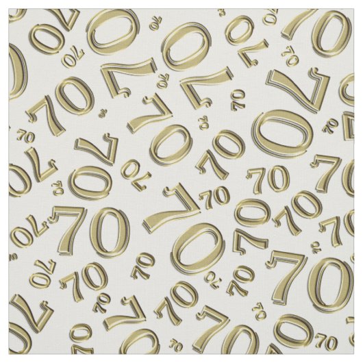 金ゴールドと白の70タイポグラフィパターン ファブリック (見本)