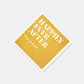 金ゴールドと白はナプキンの後結婚ずっと幸せに スタンダードカクテルナプキン (角)