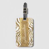 金ゴールドと白アニマルプリントと金ゴールドグリッター ラゲッジタグ (正面縦)
