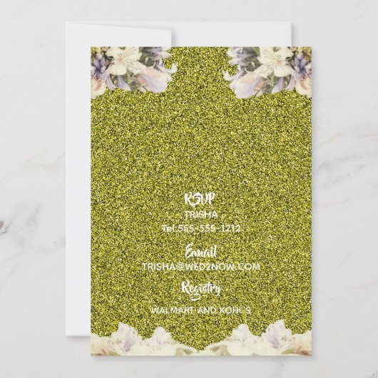 金ゴールドと白アフリカ系アメリカブライダルシャワー 招待状 (裏面)