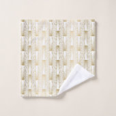 金ゴールドと白アールデコの幾何学的パターン バスタオルセット (ウォッシュタオル)