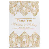 金ゴールドと白アールデコパタ結婚ーン ミディアムペーパーバッグ (正面)