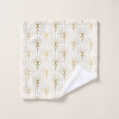 金ゴールドと白アールデコ2パターン バスタオルセット (ウォッシュタオル)