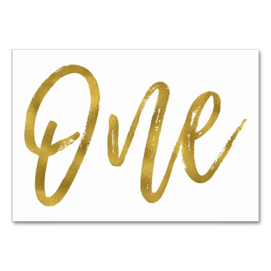 金ゴールドと白エレガントい表の番号1 テーブルナンバー (正面)