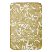 金ゴールドと白エレガントグラムマーブルスワール バスマット (正面縦)