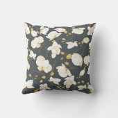 金ゴールドと白エレガント蘭フローラモダン クッション (裏面)