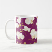 金ゴールドと白エレガント蘭フローラモダン コーヒーマグカップ (左)