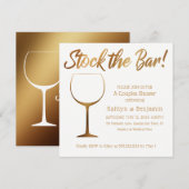 金ゴールドと白グラデーションカップルがバーシャワーをストック 招待状 (正面/裏面)