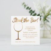 金ゴールドと白グラデーションカップルがバーシャワーをストック 招待状 (スタンド正面)