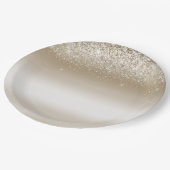 金ゴールドと白グラデーションキラキラ光 ペーパープレート (アングル)