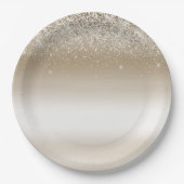金ゴールドと白グラデーションキラキラ光 ペーパープレート (正面)