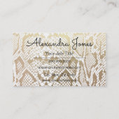 金ゴールドと白グリッターとスパークルスネークスキン 名刺 (裏面)