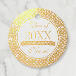 金ゴールドと白グリッター黒の円 フェイバータグ