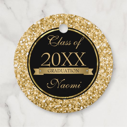 金ゴールドと白グリッター黒の円 フェイバータグ (裏面)