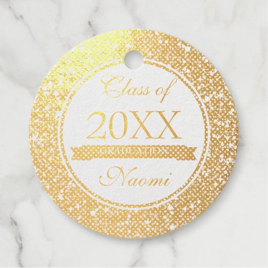 金ゴールドと白グリッター黒の円 フェイバータグ (正面)