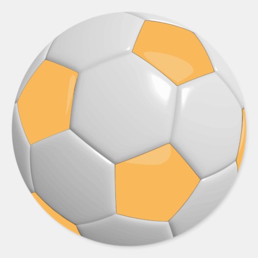金ゴールドと白サッカーボール ラウンドシール (正面)