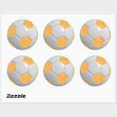 金ゴールドと白サッカーボール ラウンドシール (シート)