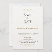 金ゴールドと白シンプルミニマ結婚リストの招待 招待状 (正面)