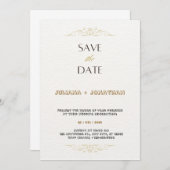 金ゴールドと白シンプルミニマ結婚リストの招待 招待状 (正面/裏面)