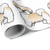 金ゴールドと白シーズー（犬）Tzuの犬のパターン ラッピングペーパー (ロールコーナー)