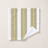 金ゴールドと白ストライプの バスタオルセット (ウォッシュタオル)