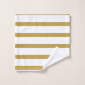 金ゴールドと白ストライプ色 バスタオルセット (ウォッシュタオル)