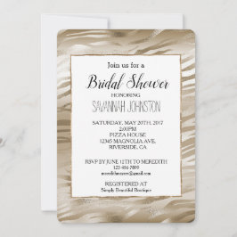 金ゴールドと白ゼブラグラデーション動物ブライダルシャワー 招待状