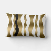 金ゴールドと白ゼブラストライプ黒アクセント ランバークッション (裏面)