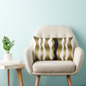 金ゴールドと白ゼブラストライプ黒アクセント ランバークッション (椅子)