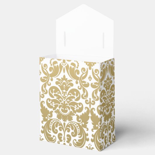金ゴールドと白ダマエレガントスクのパターン フェイバーボックス (オープン)