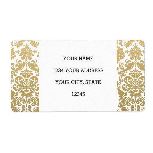 金ゴールドと白ダマエレガントスクのパターン ラベル (正面)