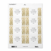 金ゴールドと白ダマエレガントスクのパターン ラベル (フルシート)