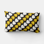 金ゴールドと白ハートオンBLACK ランバークッション (裏面)