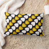 金ゴールドと白ハートオンBLACK ランバークッション (ブランケット)