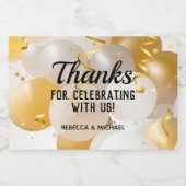 金ゴールドと白バルーンストリーマーミニ スパークリングワインラベル (シングルラベル)