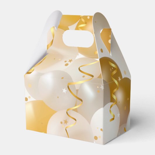 金ゴールドと白バルーン切り妻パーティー フェイバーボックス (裏面サイド)
