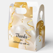 金ゴールドと白バルーン切り妻パーティー フェイバーボックス (オープン)