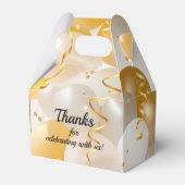 金ゴールドと白バルーン切り妻パーティー フェイバーボックス (正面サイド)