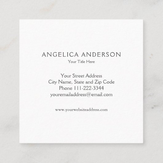 金ゴールドと白フェイク色の蝶 スクエア名刺 (裏面)