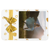 金ゴールドと白フェスティバルギフト写真磁石 マグネット (横)