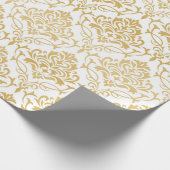 金ゴールドと白フローラの警告 ラッピングペーパー (角)