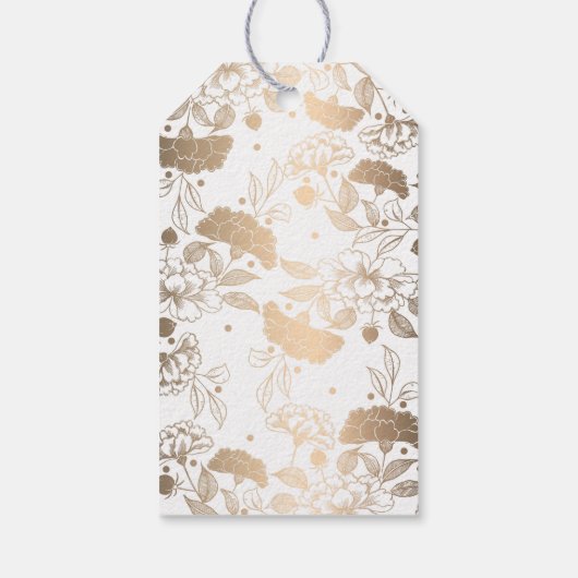 金ゴールドと白フローラリース – 牡丹結婚ズ ギフトタグ (裏面)
