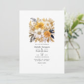 金ゴールドと白フローラ結婚の 招待状 (スタンド正面)