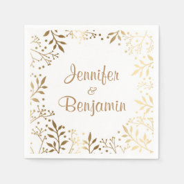 金ゴールドと白ベビーの結婚息 スタンダードカクテルナプキン