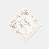 金ゴールドと白ベビーの結婚息 スタンダードカクテルナプキン (角)