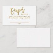 金ゴールドと白ベビーシャワーおむつラッフル エンクロージャーカード (正面/裏面)