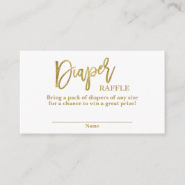 金ゴールドと白ベビーシャワーおむつラッフル エンクロージャーカード