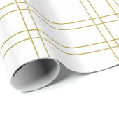 金ゴールドと白ミニマルのプモダンライドのクリーンパターン ラッピングペーパー (ロールコーナー)