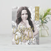 金ゴールドと白モダン学卒卒業パーティー 招待状 (スタンド正面)