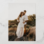 金ゴールドと白モノグラムカスタムフォト結婚ズ 箔招待状 (裏面)